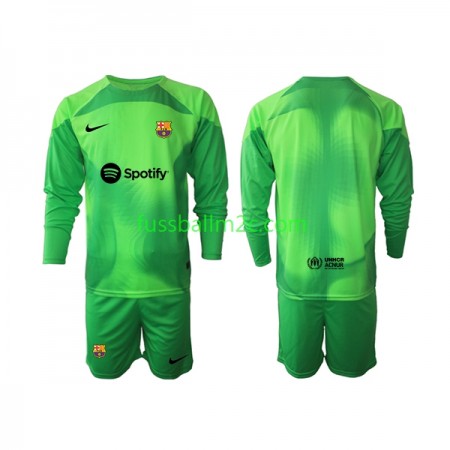 Fußballtrikots FC Barcelona Torwart Kinder Heim Trikotsatz 2022-2023 Langarm